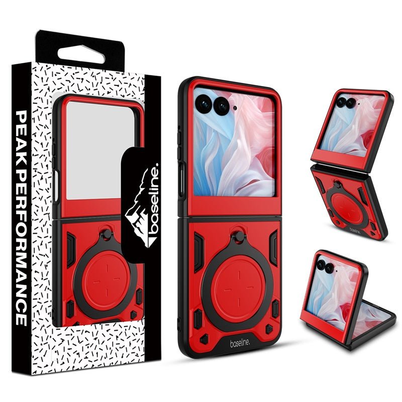 baseline Anti - Drop Hybrid Protector Case (with Ring Stand) for Motorola razr (2025) / razr (2024) - Red / BlackMyBat Pro