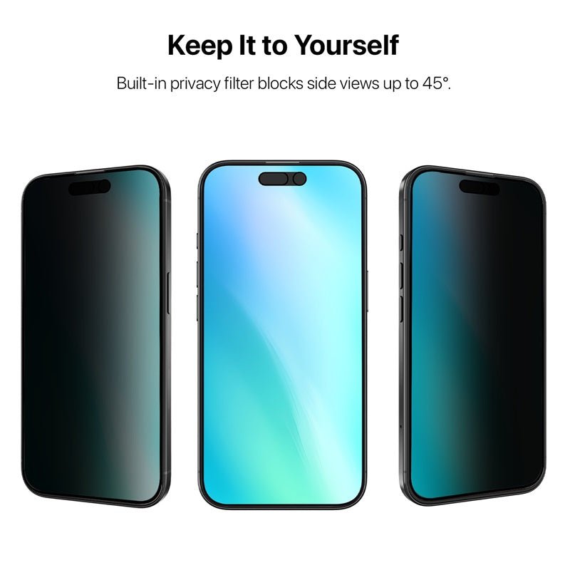 baseline Privacy Full Coverage Tempered Glass Screen Protector (10 - pack) for Apple iPhone 16 / 15 / 15 Pro / 14 Pro - BlackMyBat Pro