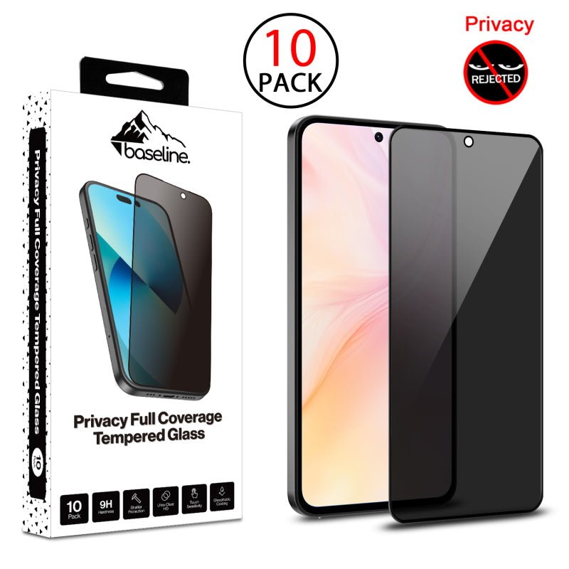 baseline Privacy Full Coverage Tempered Glass Screen Protector (10 - pack) for Samsung Galaxy A37 5G / Galaxy A36 5G - BlackMyBat Pro
