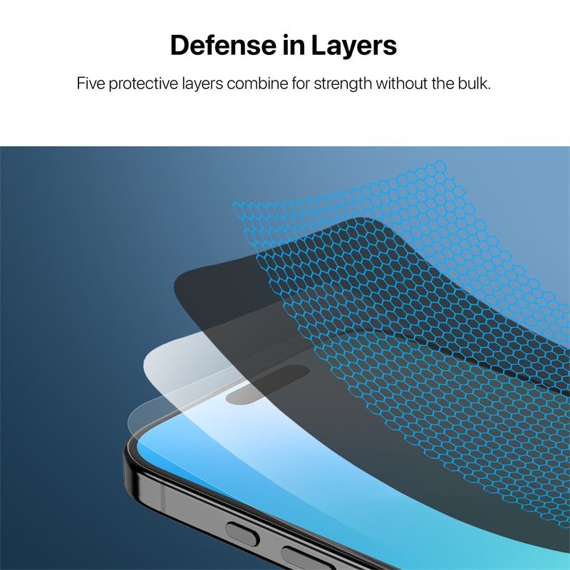 baseline Privacy Full Coverage Tempered Glass Screen Protector for Apple iPhone 16 / 15 / 15 Pro / 14 Pro - BlackMyBat Pro