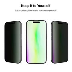 baseline Privacy Full Coverage Tempered Glass Screen Protector for Apple iPhone 17 / 16 Pro - BlackMyBat Pro