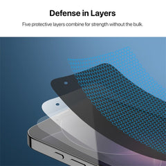 baseline Privacy Full Coverage Tempered Glass Screen Protector for Apple iPhone 17e / 16e / 14 / 13 / 13 Pro - BlackMybat Pro