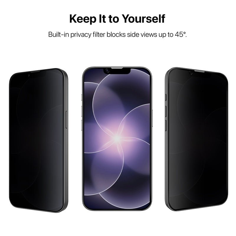 baseline Privacy Full Coverage Tempered Glass Screen Protector for Apple iPhone 17e / 16e / 14 / 13 / 13 Pro - BlackMybat Pro
