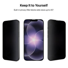 baseline Privacy Full Coverage Tempered Glass Screen Protector for Apple iPhone 17e / 16e / 14 / 13 / 13 Pro - BlackMybat Pro