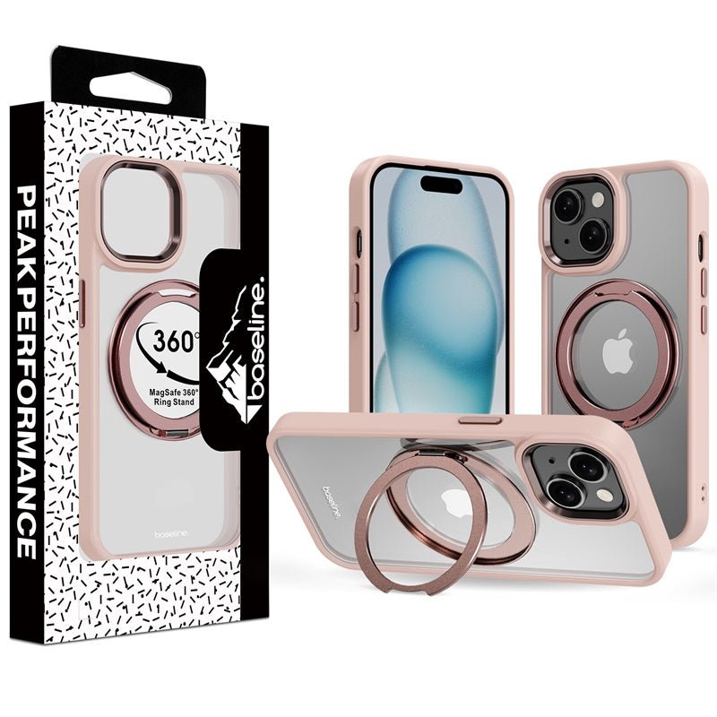 baseline RingRound 360° Kickstand Case w/ MagSafe for Apple iPhone 15 - PinkMyBat Pro
