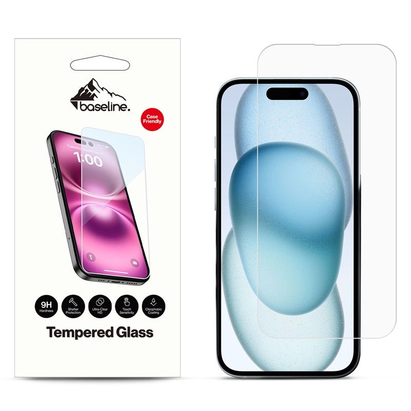 baseline Tempered Glass Screen Protector (2.5D) for Apple iPhone 15 - ClearMyBat Pro