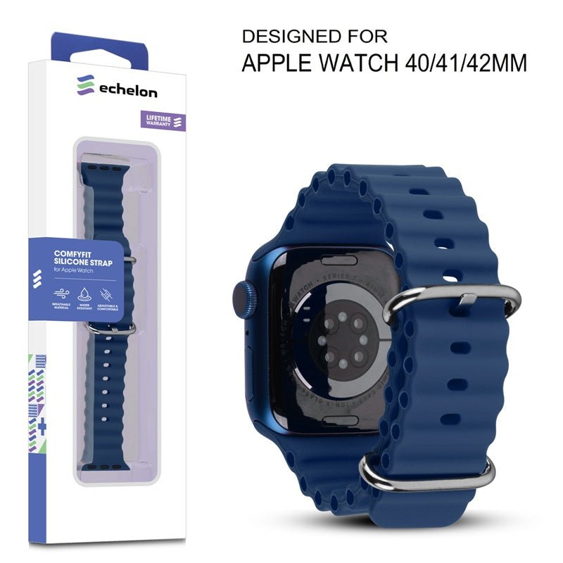echelon ComfyFit Silicone Strap for Apple Watch Series 9 41mm/Watch Series 10 42mm / Watch SE (2022) 40mm - Dark BlueWatch Series 9 45mm