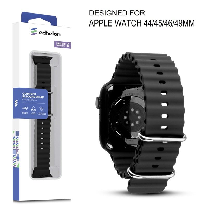 echelon ComfyFit Silicone Strap for Apple Watch Series 9 45mm/Watch Series 10 46mm / Watch SE (2022) 44mm - Dark BlueWatch Series 9 45mm