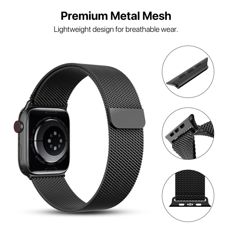 echelon Ironclad Stainless Steel Loop for Apple Watch Series 9 41mm/Watch Series 10 42mm / Watch SE (2022) 40mm - SilverWatch Series 9 45mm