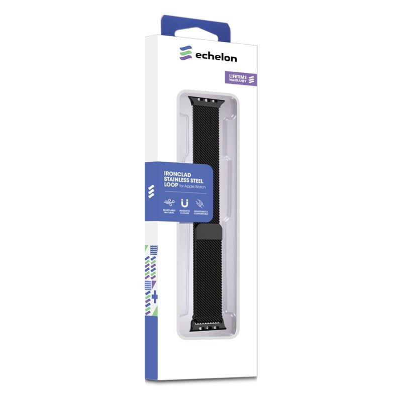 echelon Ironclad Stainless Steel Loop for Apple Watch Series 9 45mm/Watch Series 10 46mm / Watch SE (2022) 44mm - SilverWatch Series 9 45mm