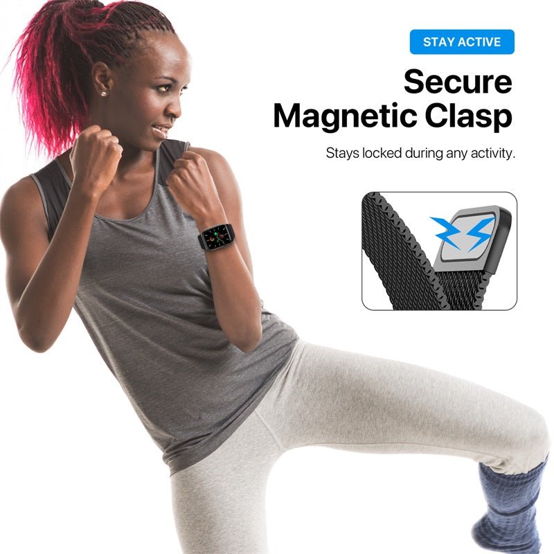 echelon Ironclad Stainless Steel Loop for Apple Watch Series 9 45mm/Watch Series 10 46mm / Watch SE (2022) 44mm - SilverWatch Series 9 45mm