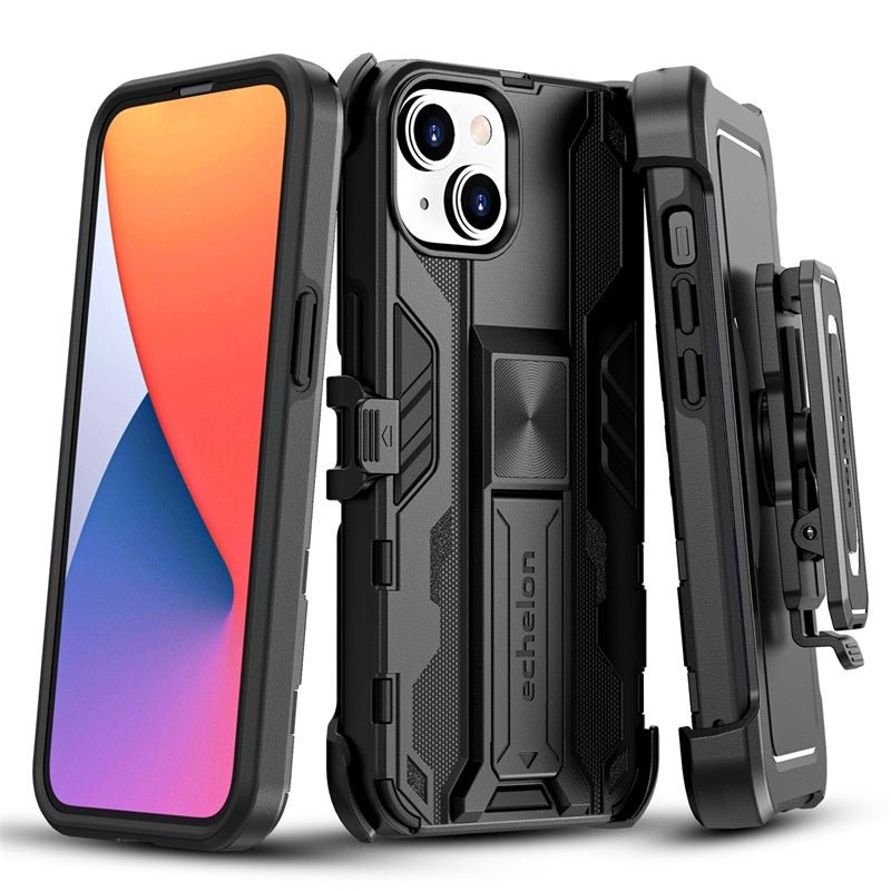 Echelon Reflex Series Case with Holster for Apple iPhone 16e / 13 / 14 - Black Echelon Reflex Series Case with Holster for Apple iPhone 16e / 13 / 14 - Black