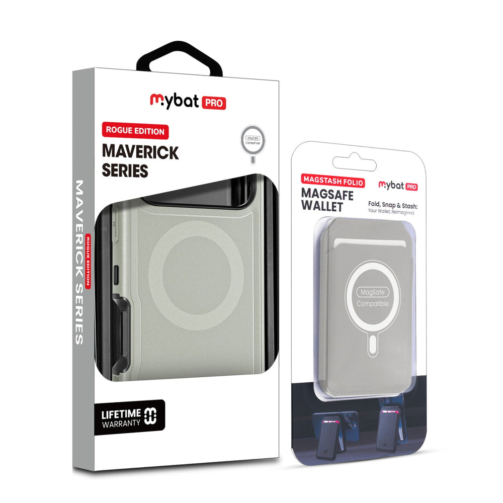 MyBat Pro Maverick Series Rogue Edition MagSafe Case + MagStash Wallet Folio for Apple iPhone 17 Pro Max - Grey