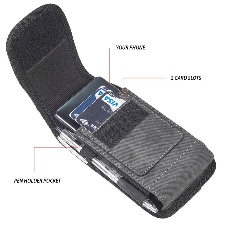 LUXMO Extra Large Horizontal Universal Pouch w/ Dual Card Slots - Dark Denim FabricMyBat Pro