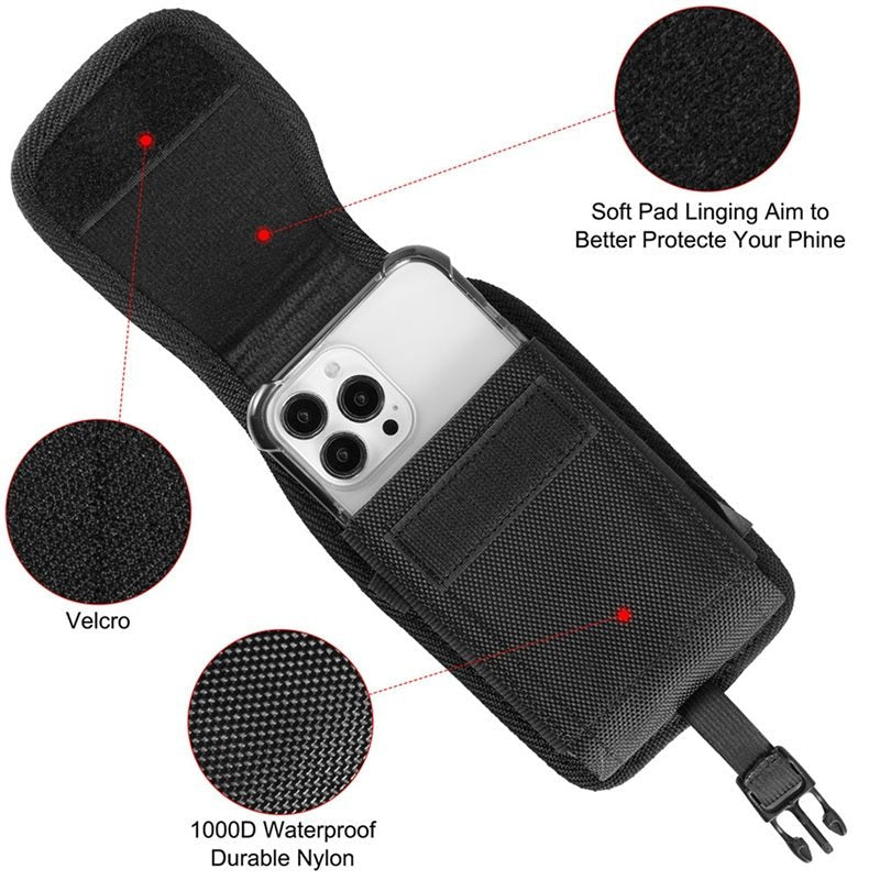 LUXMO Extra Large Vertical Universal Leather Pouch w/ Front Buckle - BlackMyBat Pro