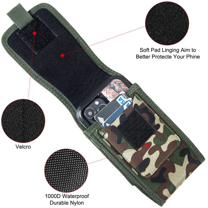 LUXMO Extra Large Vertical Universal Nylon Pouch w/ Card Slot - Camo