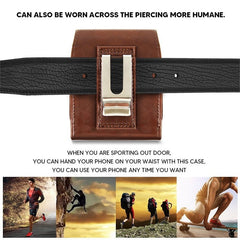 LUXMO Extra Small Universal Vertical Leather Pouch - Brown