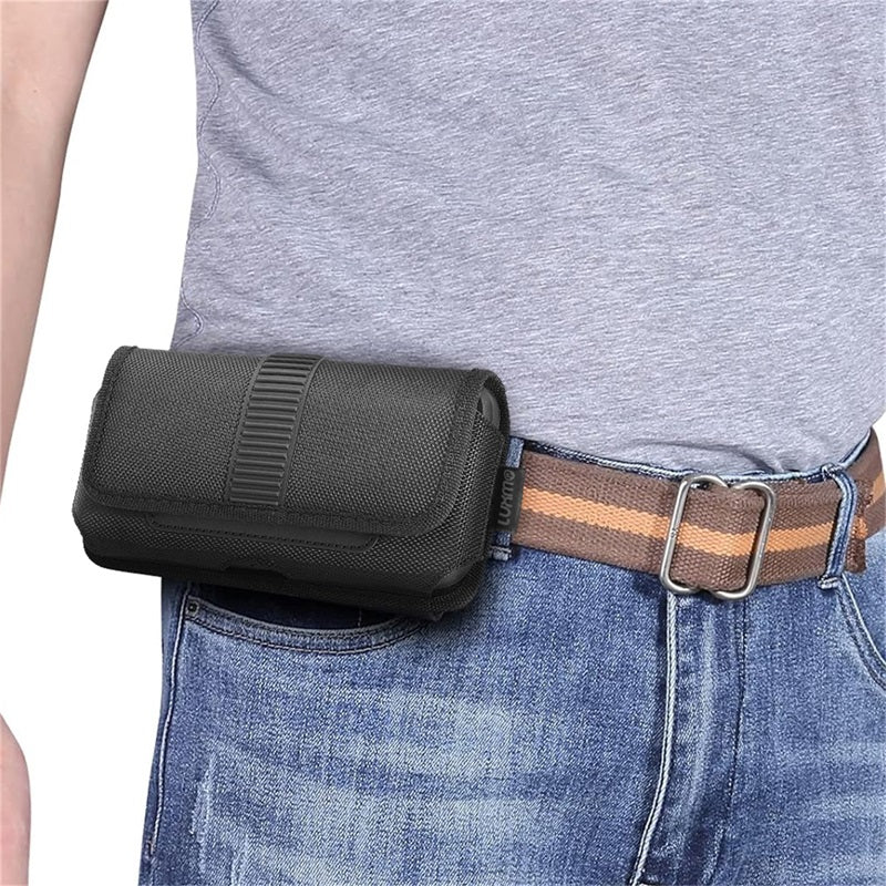 LUXMO Large Horizontal Universal Nylon Pouch w/ Credit Card Slot - Black