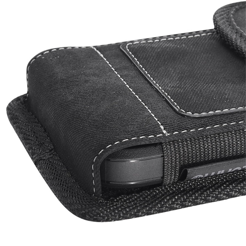 LUXMO Large Horizontal Universal Pouch w/ Dual Card Slots - Black Denim Fabric