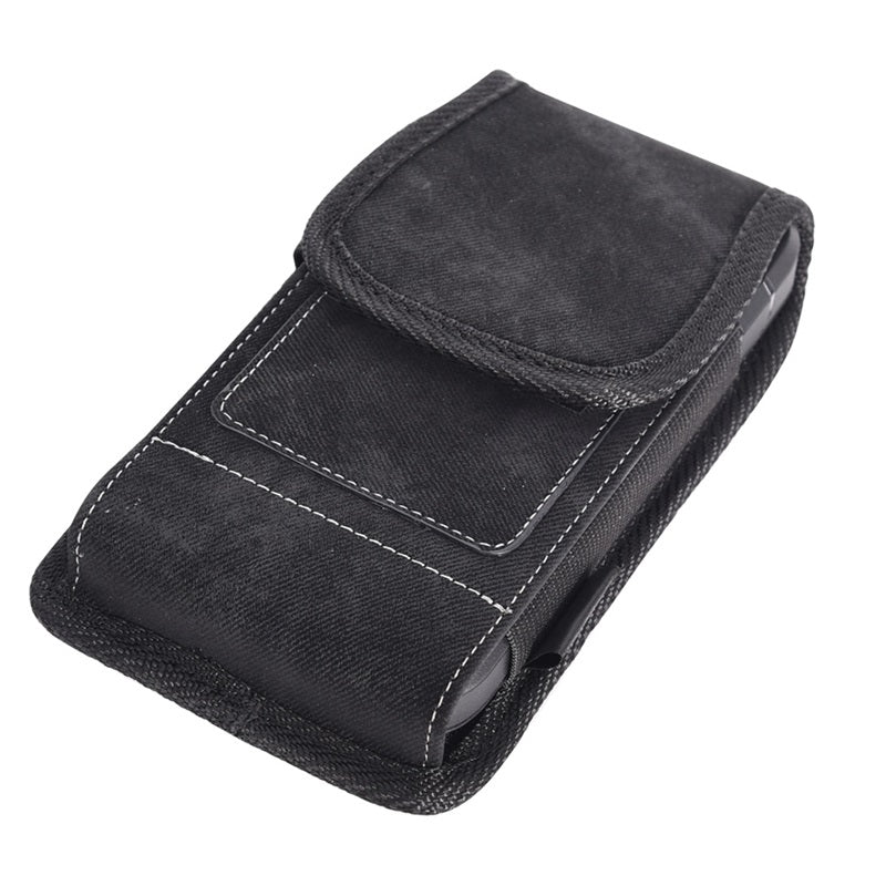 LUXMO Large Horizontal Universal Pouch w/ Dual Card Slots - Black Denim Fabric