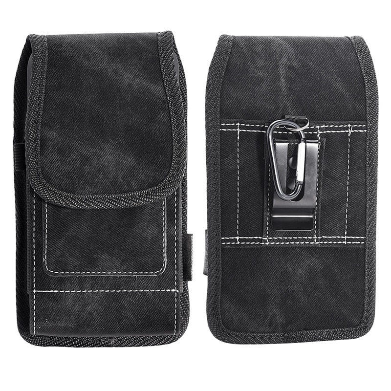 LUXMO Large Horizontal Universal Pouch w/ Dual Card Slots - Black Denim Fabric (Retail Packaging)MyBat Pro