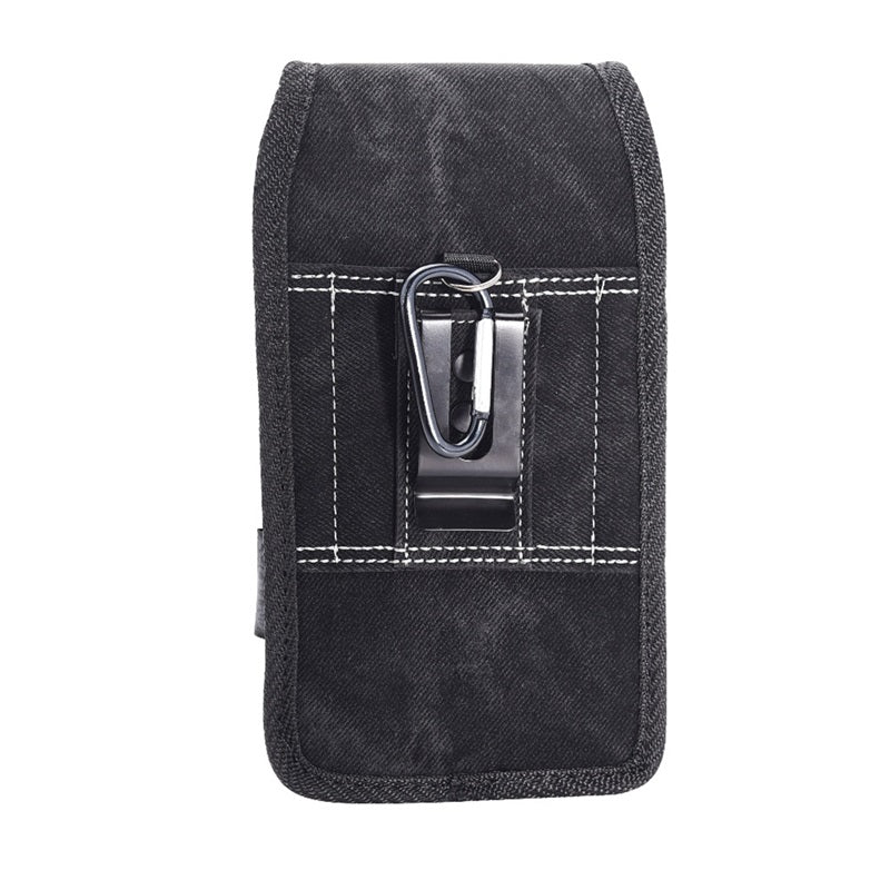 LUXMO Large Horizontal Universal Pouch w/ Dual Card Slots - Black Denim Fabric (Retail Packaging)MyBat Pro