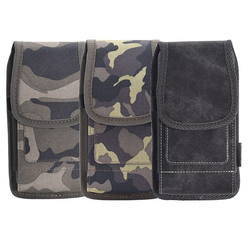 LUXMO Large Horizontal Universal Pouch w/ Dual Card Slots - Black Denim Fabric (Retail Packaging)MyBat Pro