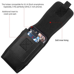 LUXMO Large Vertical Universal Nylon Pouch w/ Card Slot - Black