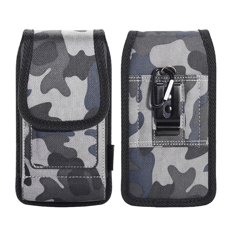 LUXMO Large Vertical Universal Nylon Pouch w/ Dual Card Slots - Grey Camo