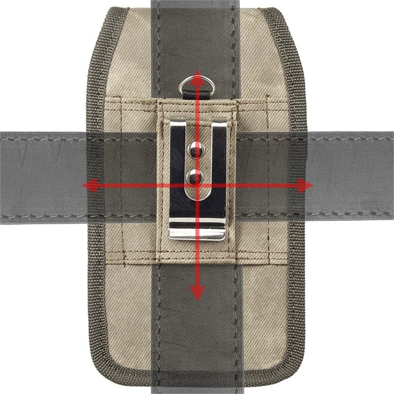 LUXMO Medium Vertical Universal Pouch w/ Dual Card Slots - Light Brown Denim Fabric