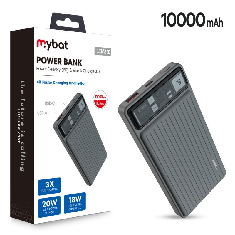 MyBat 10000mAh Power Delivery Power Bank (18W) for - BlackMyBat Pro