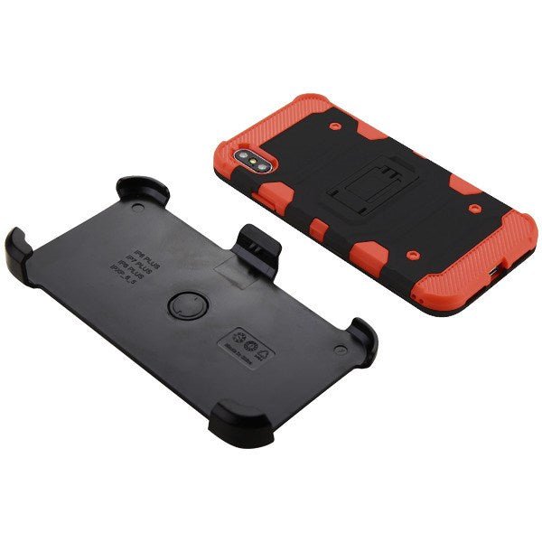 MyBat Pro 3 - in - 1 Storm Tank Hybrid Protector Cover Combo (with Black Holster)(Tempered Glass Screen Protector)[Military - Grade Certified] for Apple iPhone XS MaxiPhone XS Max