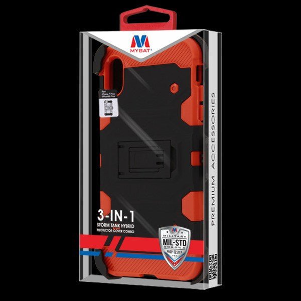 MyBat Pro 3 - in - 1 Storm Tank Hybrid Protector Cover Combo (with Black Holster)(Tempered Glass Screen Protector)[Military - Grade Certified] for Apple iPhone XS MaxiPhone XS Max