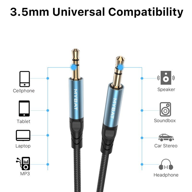MyBat 3.5mm Male to 3.5mm Male Audio Cable (L=4 FT) - BlackMyBat Pro
