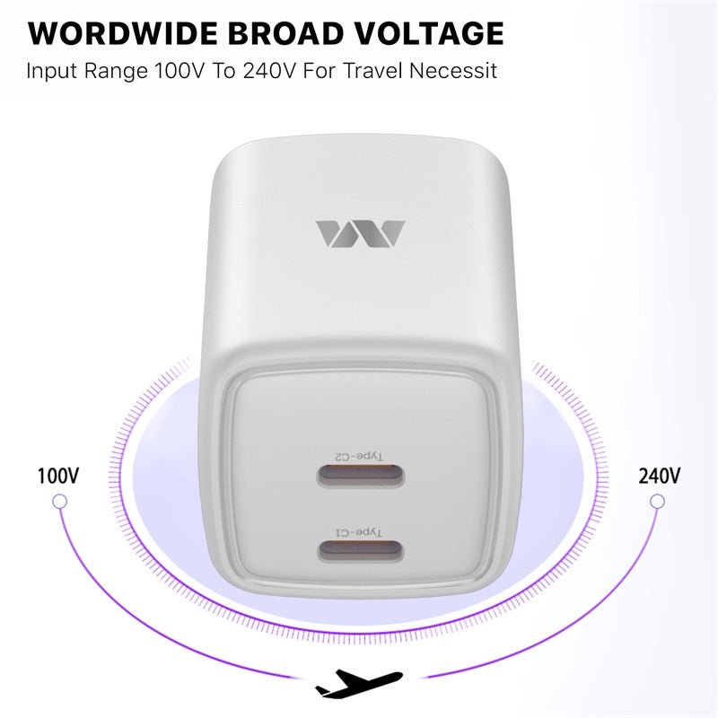 MyBat 35W GaN Dual USB - C Charger - WhiteMyBat Pro