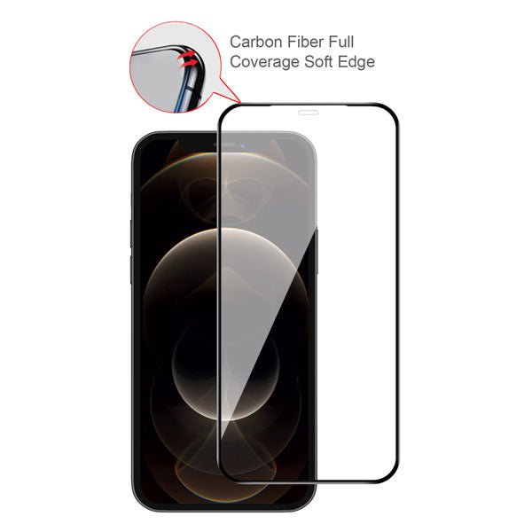 MyBat 3D Carbon Fiber Full Coverage Soft Edge Tempered Glass Screen Protector for Apple iPhone 12 Pro Max (6.7) - BlackMyBat Pro