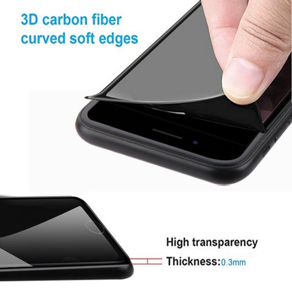 MyBat 3D Carbon Fiber Full Coverage Soft Edge Tempered Glass Screen Protector for Apple iPhone 8 Plus/7 Plus / 6s Plus/6 Plus - BlackMyBat Pro