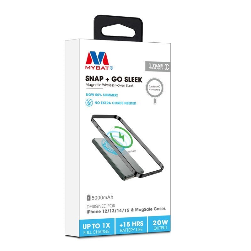 MyBat 5,000mAh Snap + Go Sleek Magnetic Wireless Power BankMyBat