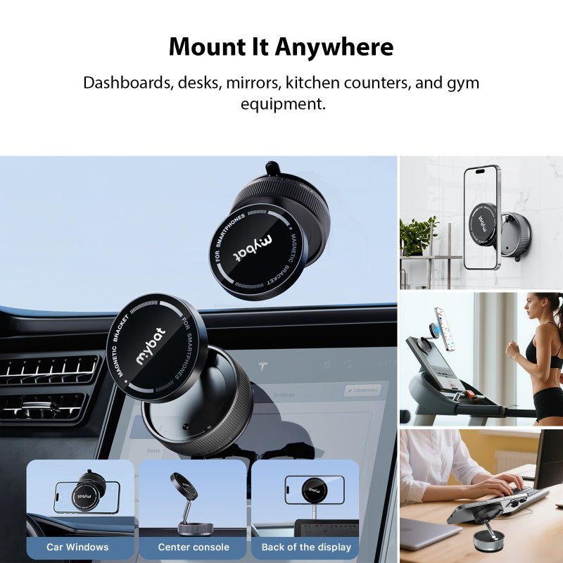 MyBat AirTight Magnetic Vacuum Suction Phone Mount - BlackMyBat Pro
