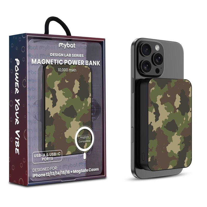 MyBat Design Lab 10000mAh Magnetic Wireless Power Bank - Black - Army Camouflage
