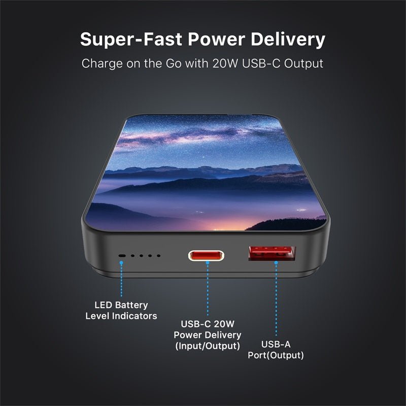 MyBat Design Lab 10000mAh Magnetic Wireless Power Bank - Black - Celestial Mountains