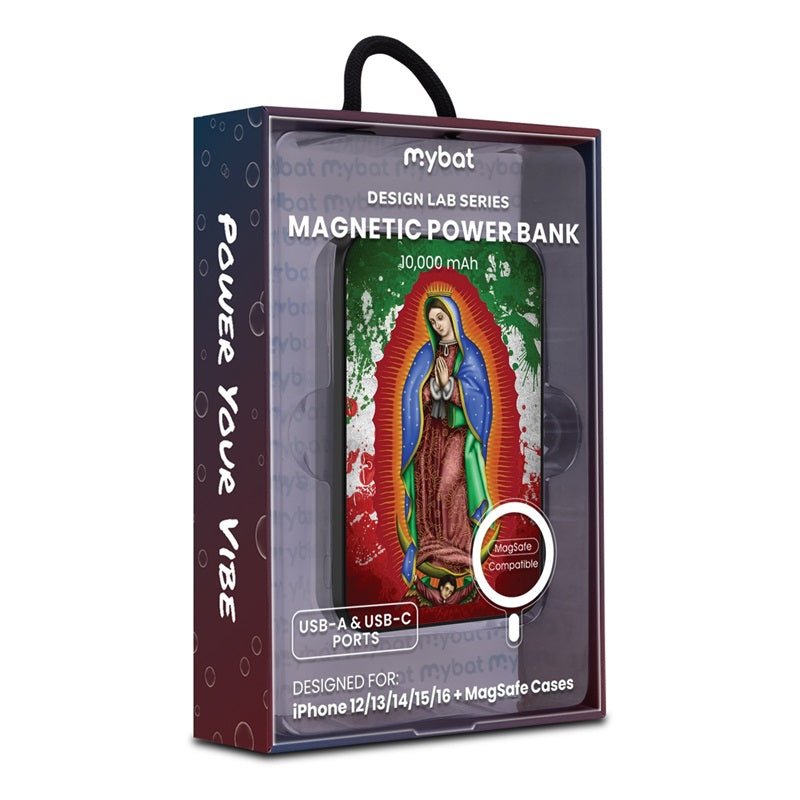MyBat Design Lab 10000mAh Magnetic Wireless Power Bank - Black - Guadalupe Virgin Mary