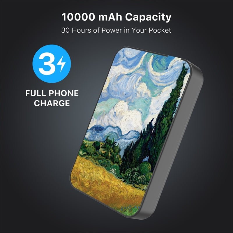 MyBat Design Lab 10000mAh Magnetic Wireless Power Bank - Black - Impressionist Painting