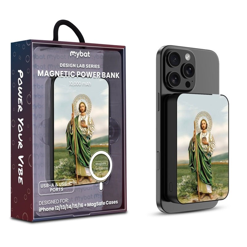 MyBat Design Lab 10000mAh Magnetic Wireless Power Bank - Black - Saint Judas