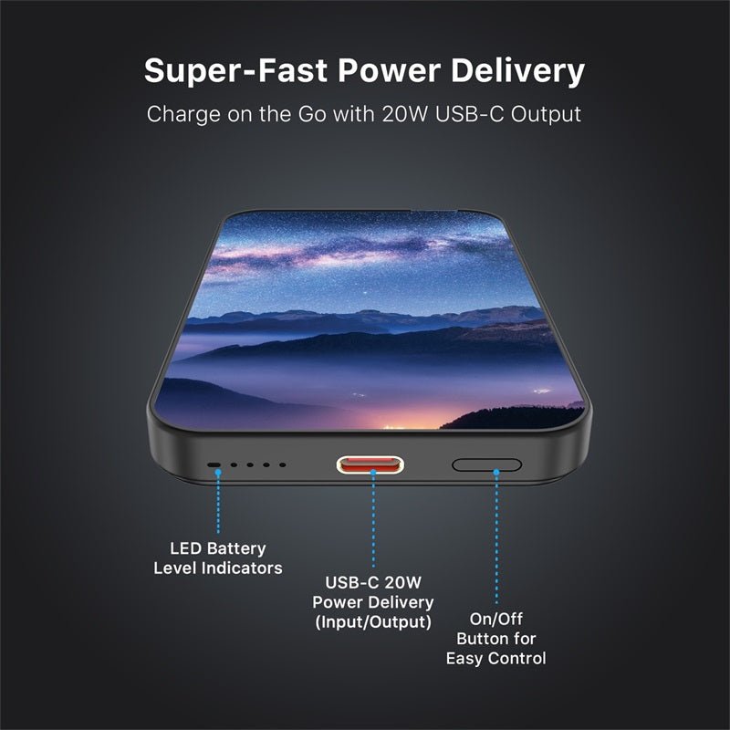 MyBat Design Lab 5000mAh Magnetic Wireless Power Bank - Black - Celestial Mountains