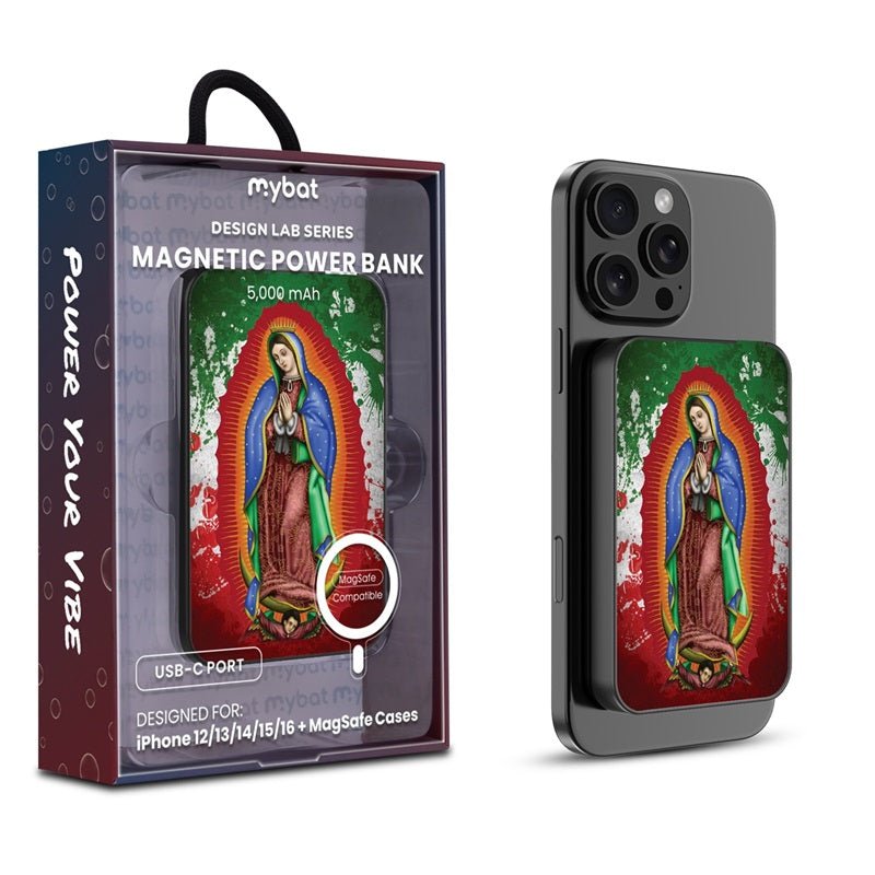 MyBat Design Lab 5000mAh Magnetic Wireless Power Bank - Black - Guadalupe Virgin Mary