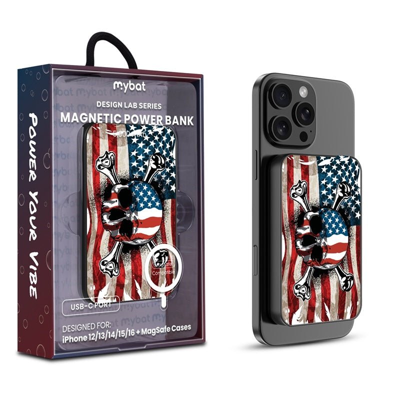 MyBat Design Lab 5000mAh Magnetic Wireless Power Bank - Black - Land of the Free