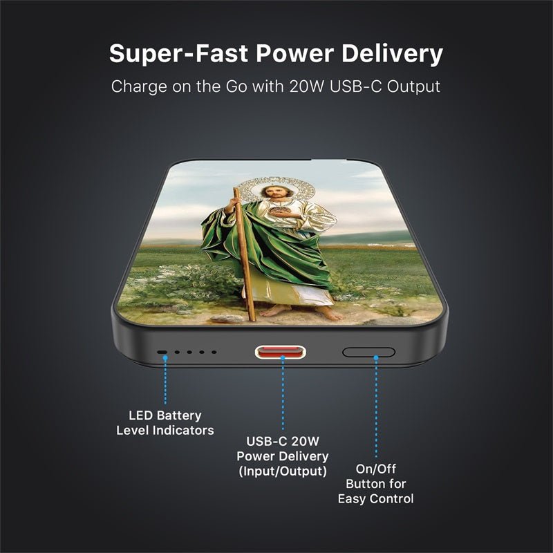 MyBat Design Lab 5000mAh Magnetic Wireless Power Bank - Black - Saint Judas