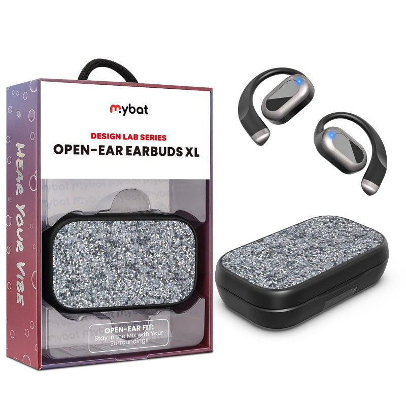 MyBat Design Lab Open - Ear Earbuds XL – White / Black RhinestoneMyBat Pro