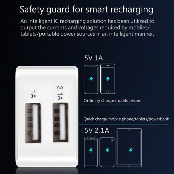 MyBat Dual USB Travel Charger Adapter(2.1A) - WhiteMyBat Pro